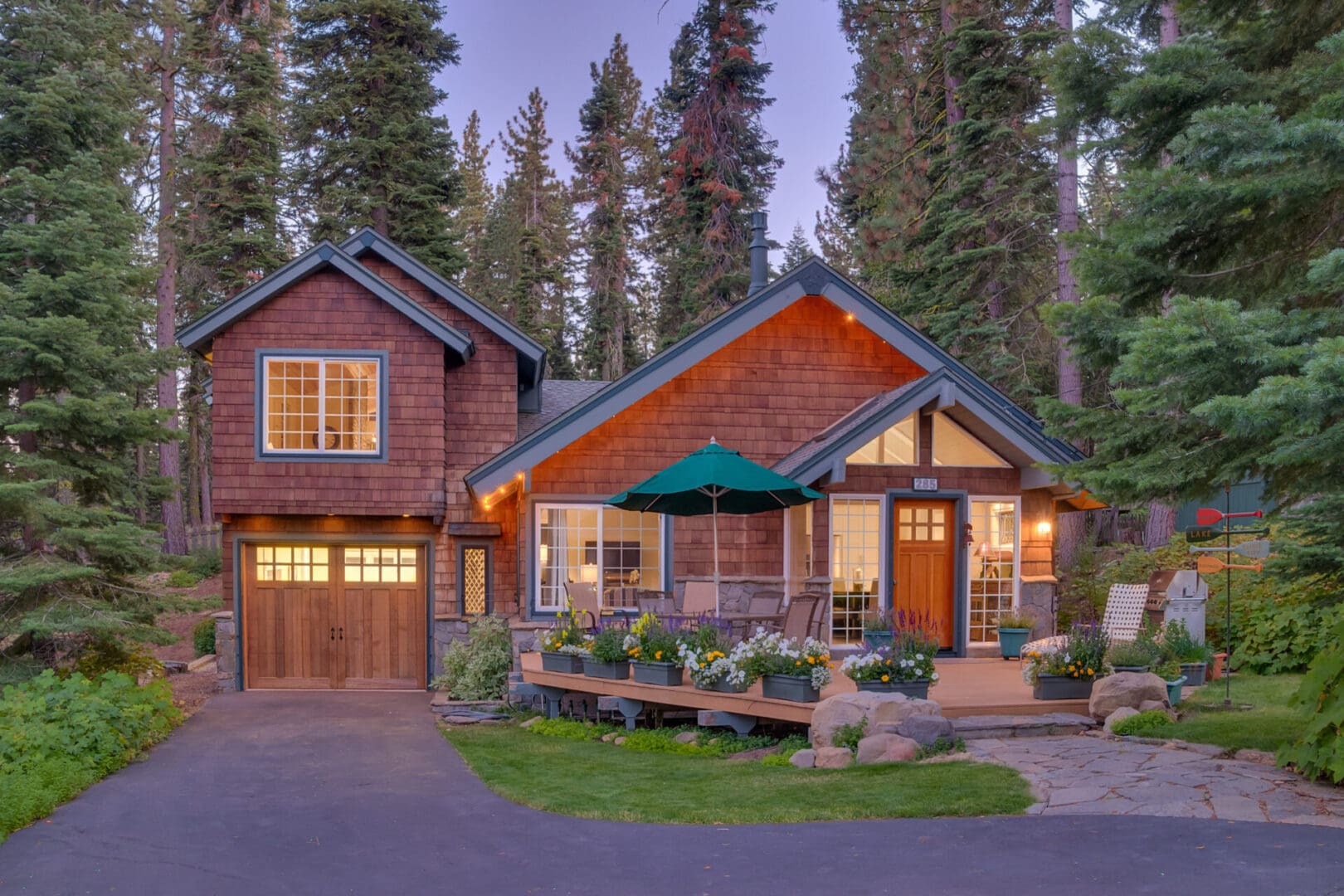 A house with a lot of trees in the background